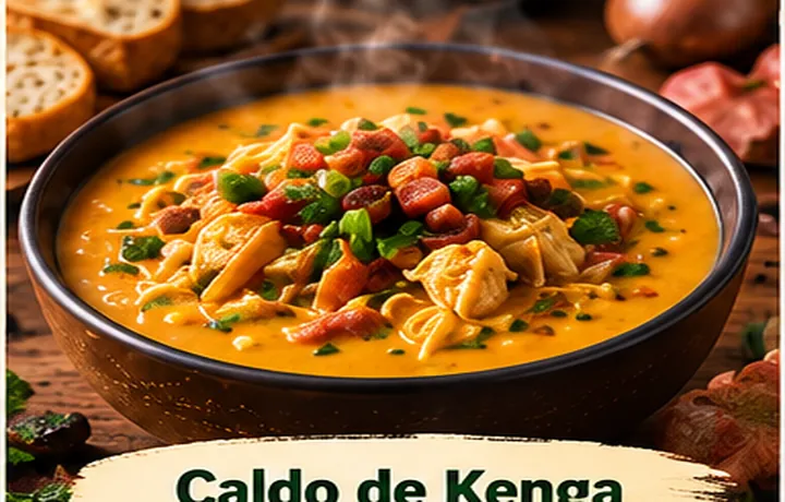 Caldo de Kenga caliente con ingredientes frescos